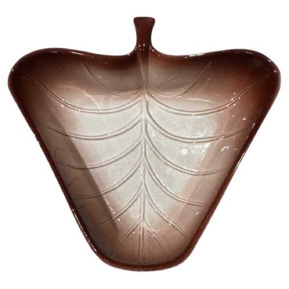 Vintage MCM Valley Vista #702 Calif USA Pottery Bowl Leaf Shaped Brown Set of 5 - Picture 11 of 16